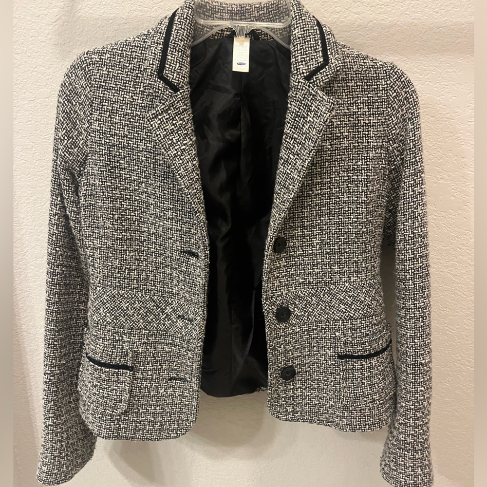 Vintage women’s old navy Black and White Tweed Blazer XS